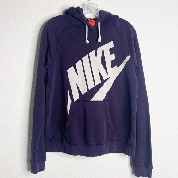 Nike Purple Pullover Hoodie Sweatshirt Spell Out Big Swoosh - Picture 8 of 8